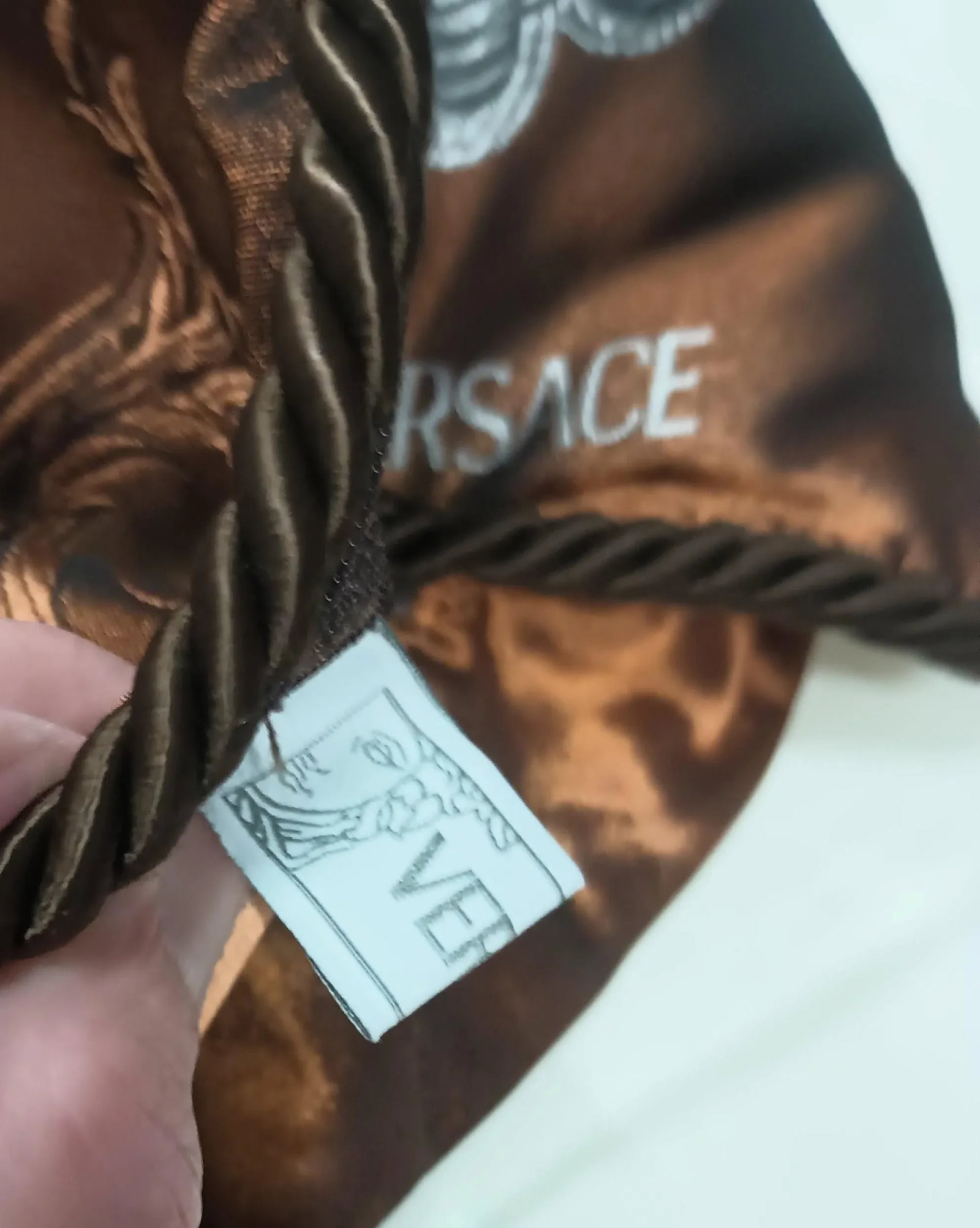 Gianni Versace Designer Brown Tan Medusa Square Decorative Pillow - 8