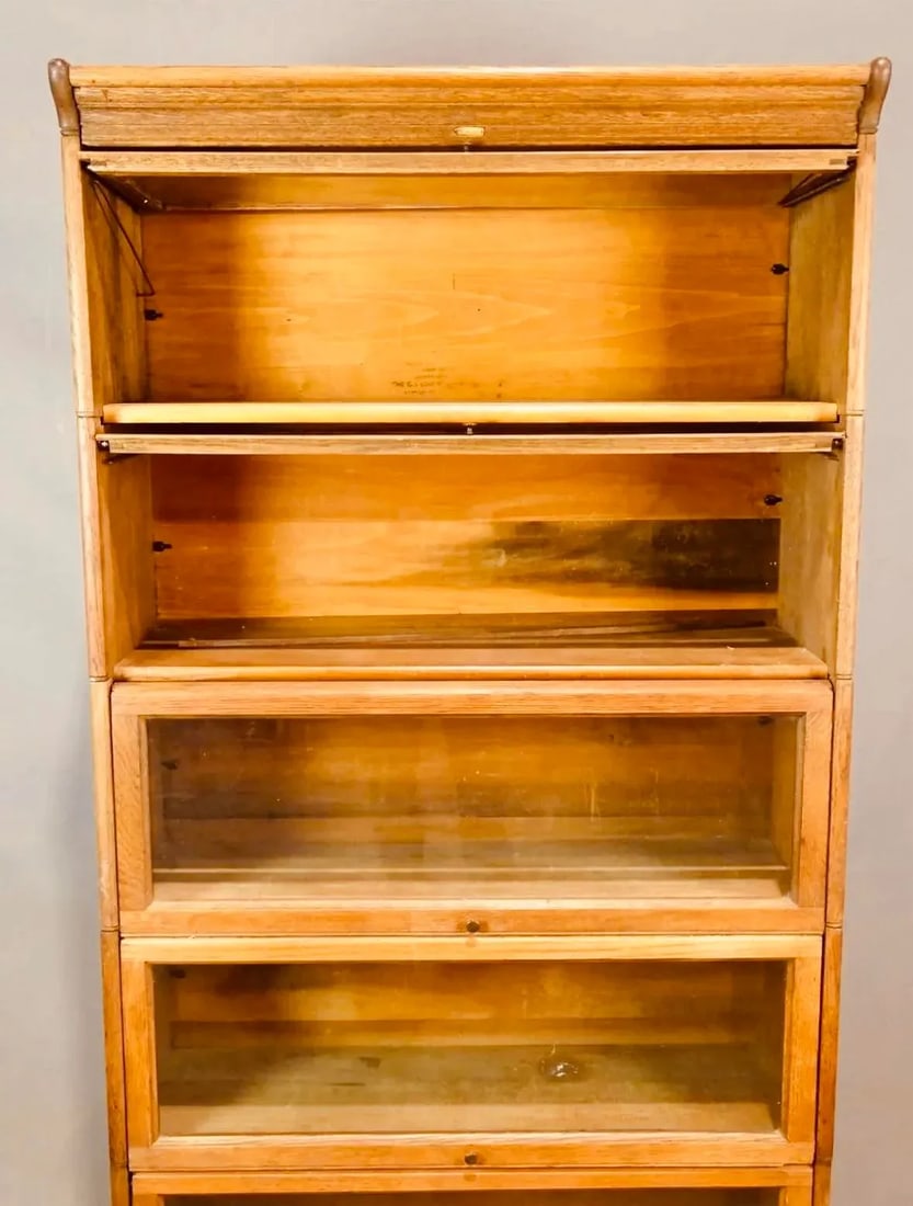 Antique Arts and Crafts Oak Wood Five-Stack Barrister Bookcase by Lundstrom - 2