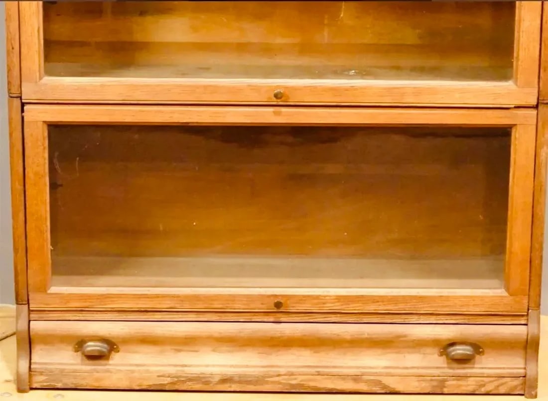 Antique Arts and Crafts Oak Wood Five-Stack Barrister Bookcase by Lundstrom - 3