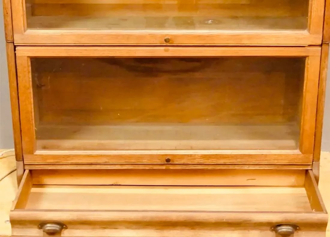 Antique Arts and Crafts Oak Wood Five-Stack Barrister Bookcase by Lundstrom - 4