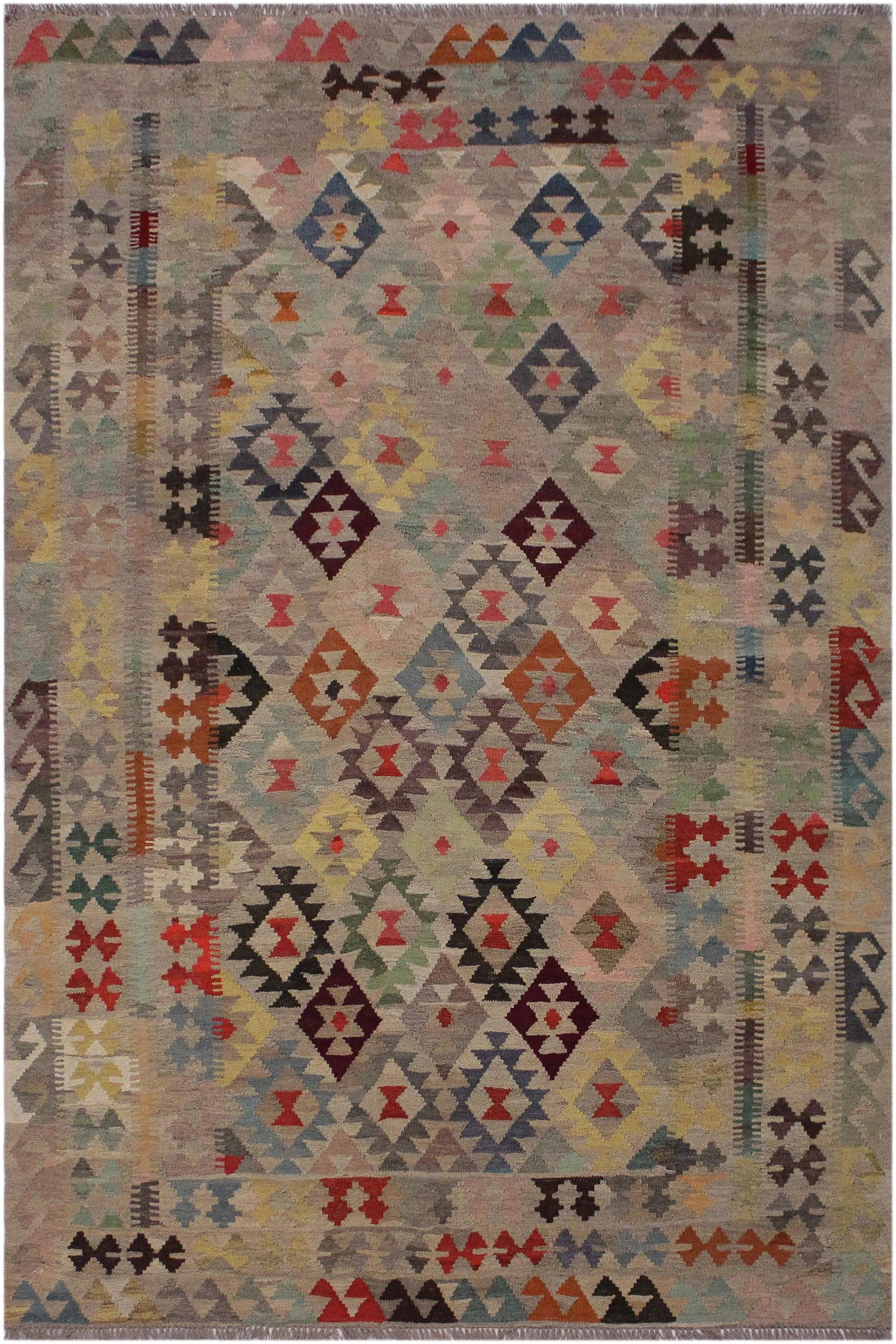 Shabby Chic Tribal Kilim Hand-Woven Wool Rug -5"²7"³ × 8"²4"³ - 8