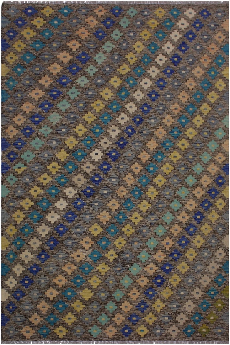 Boho Chic Kilim Hand-Woven Wool Rug - 5"²10"³ × 8"²: Add a touch of elegance to your home with this casual chic hand woven Tribal Kilim wool rug. Constructed on a loom by Nomad Turkman people with hand spun wool and 100% Natural Vegetable dyes these