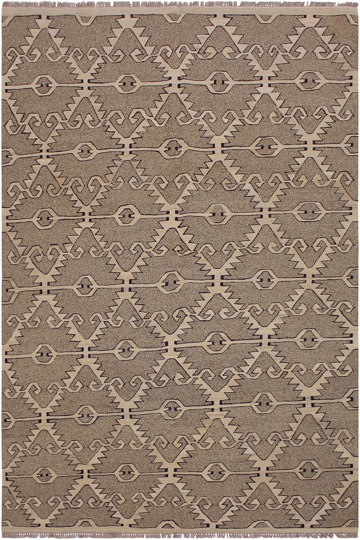 Navajo Style Kilim Hand-Woven Wool Rug -5"²11"³ × 7"²10"³: Add a touch of elegance to your home with this casual chic hand woven Tribal Kilim Hand-Woven Wool Rug. Constructed on a loom by Nomad Turkman people with hand spun wool and 100% Natural Vegetable