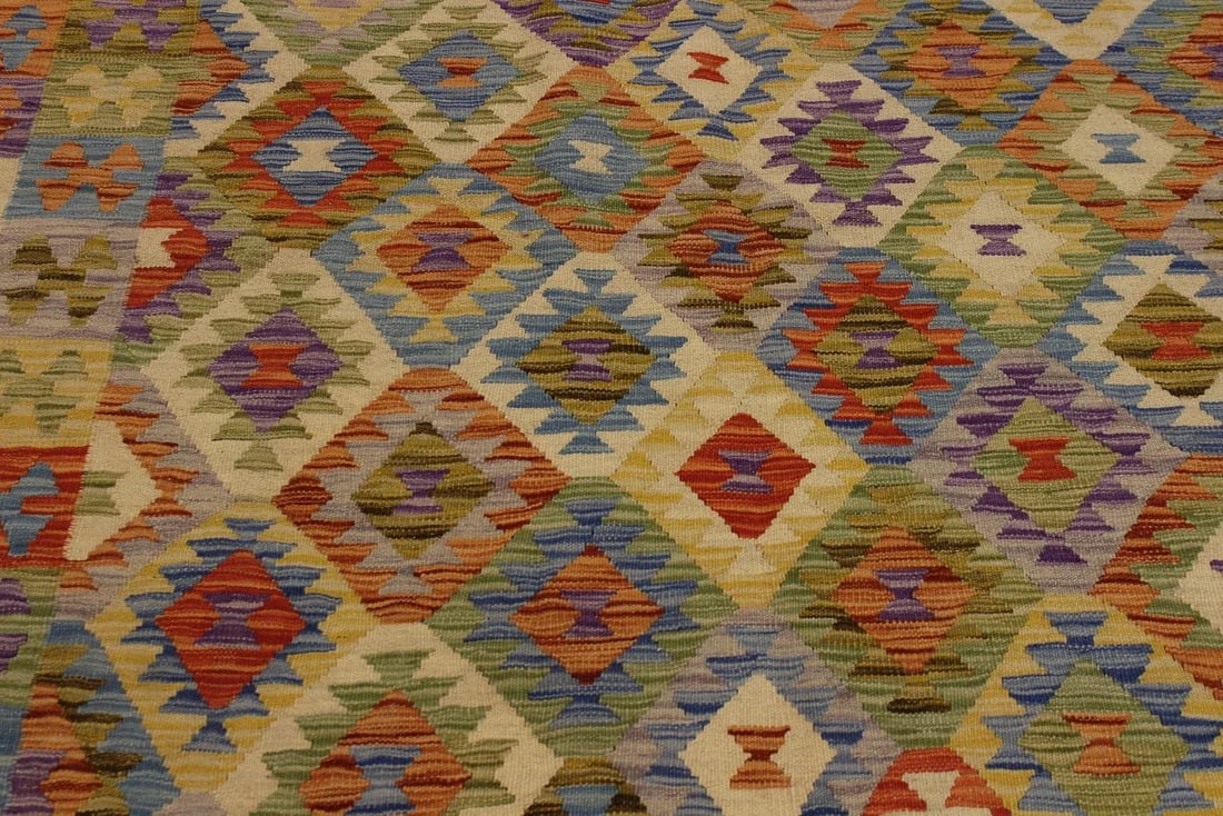 Bohemian Kilim Gold Hand-Woven Wool Rug -5'7 X 7'11 - 5