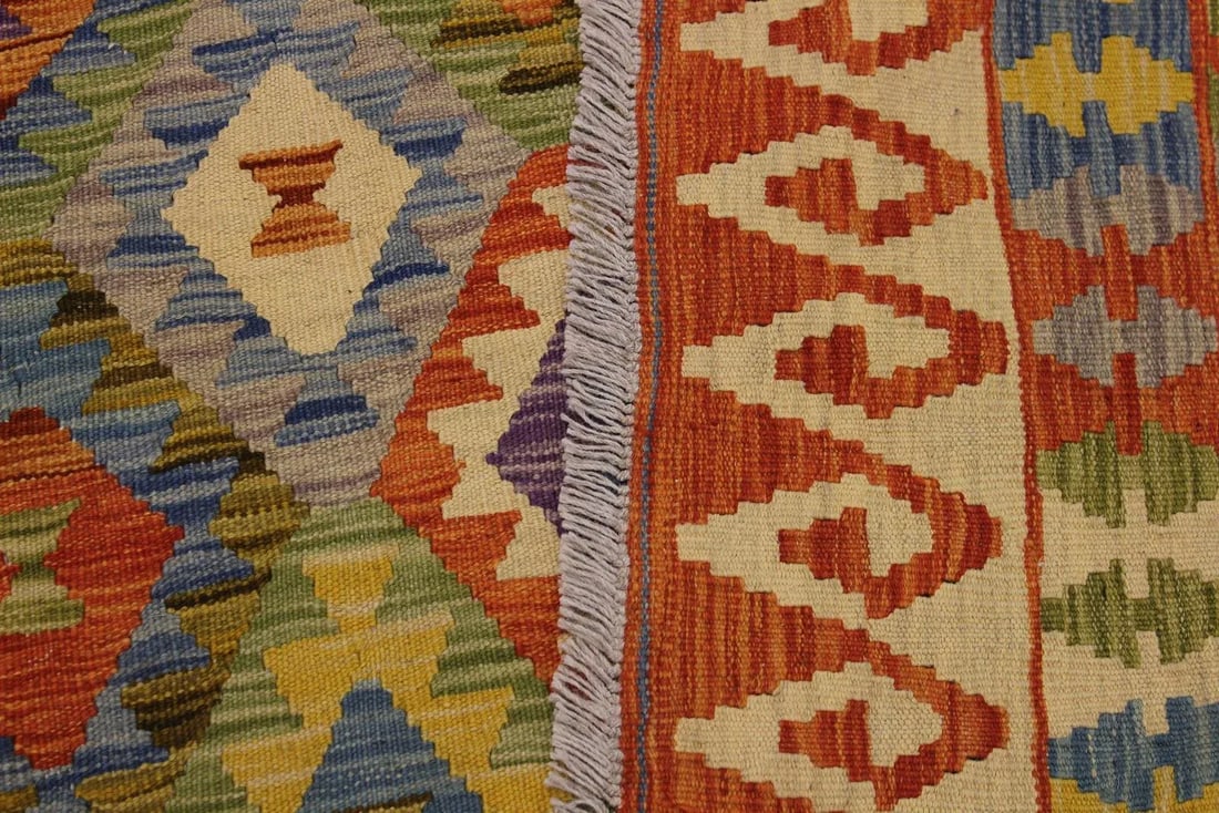 Bohemian Kilim Gold Hand-Woven Wool Rug -5'7 X 7'11 - 7