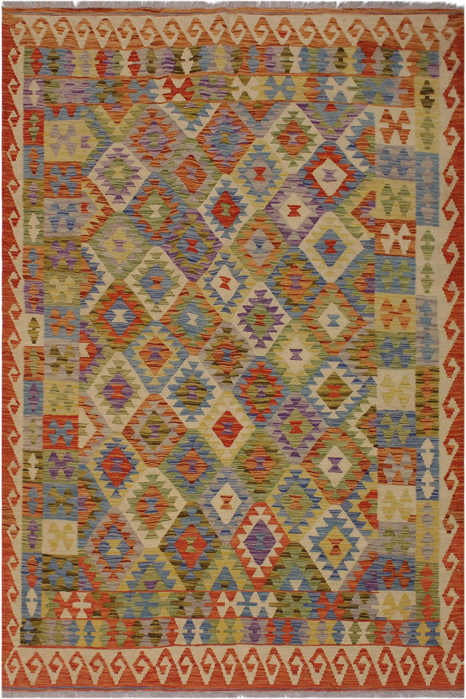 Bohemian Kilim Gold Hand-Woven Wool Rug -5'7 X 7'11 - 8