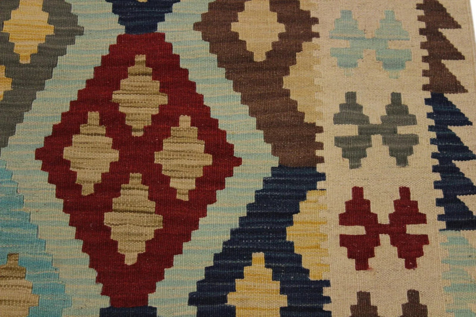 Contemporary Kilim Ivory/Brown Hand-Woven Wool Rug - 5'3 X 6'8 - 4