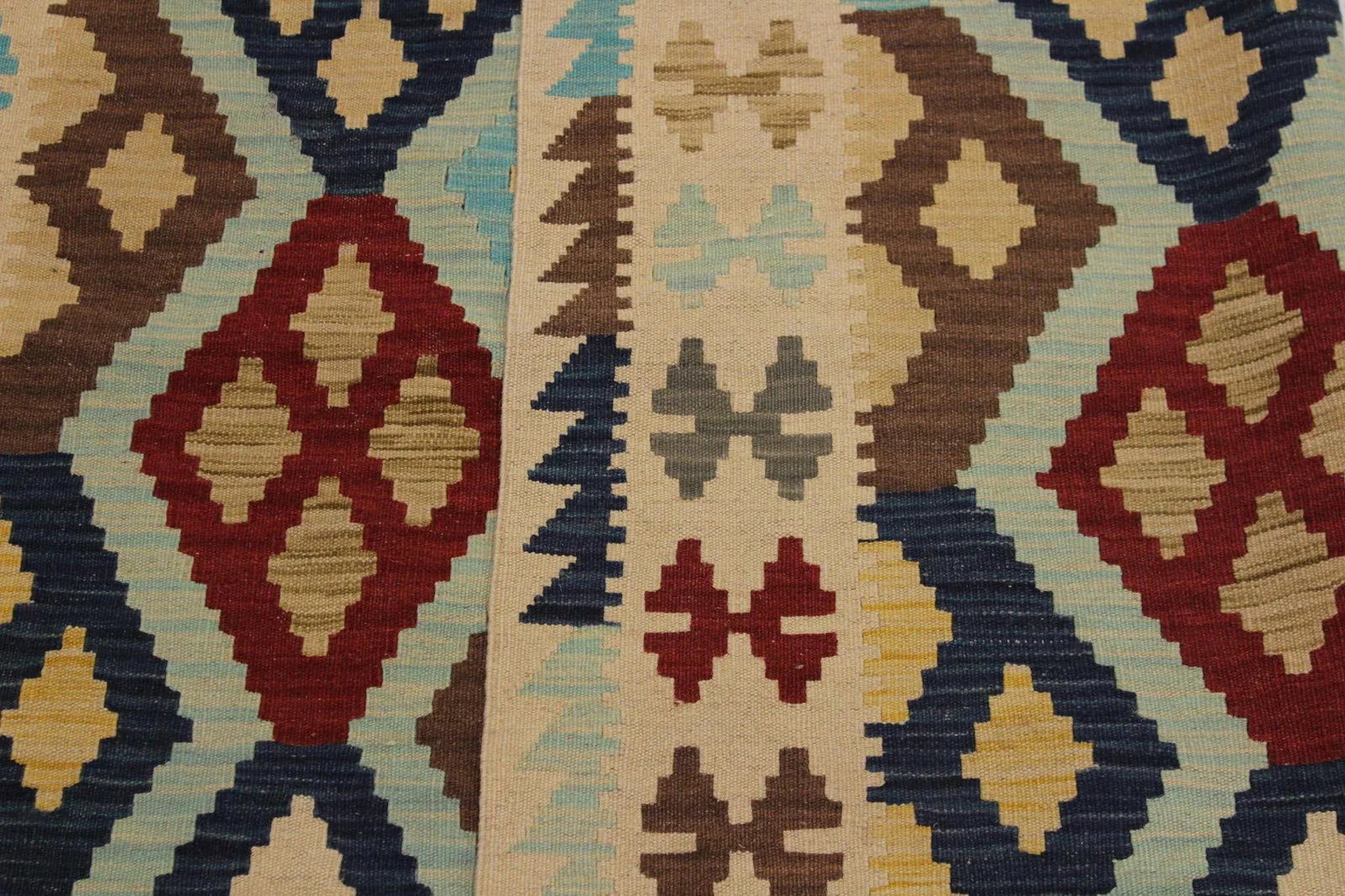Contemporary Kilim Ivory/Brown Hand-Woven Wool Rug - 5'3 X 6'8 - 7