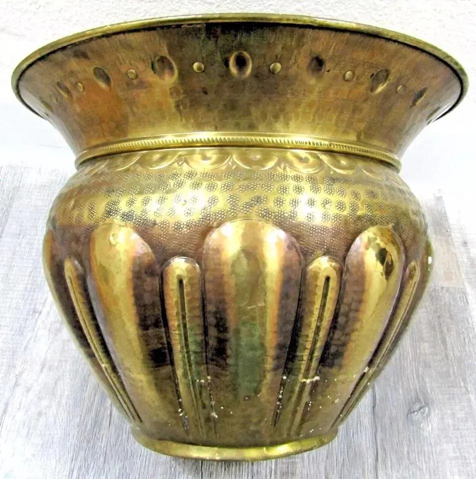 Vintage Large Italian Brass Hand Chased Planter - 5
