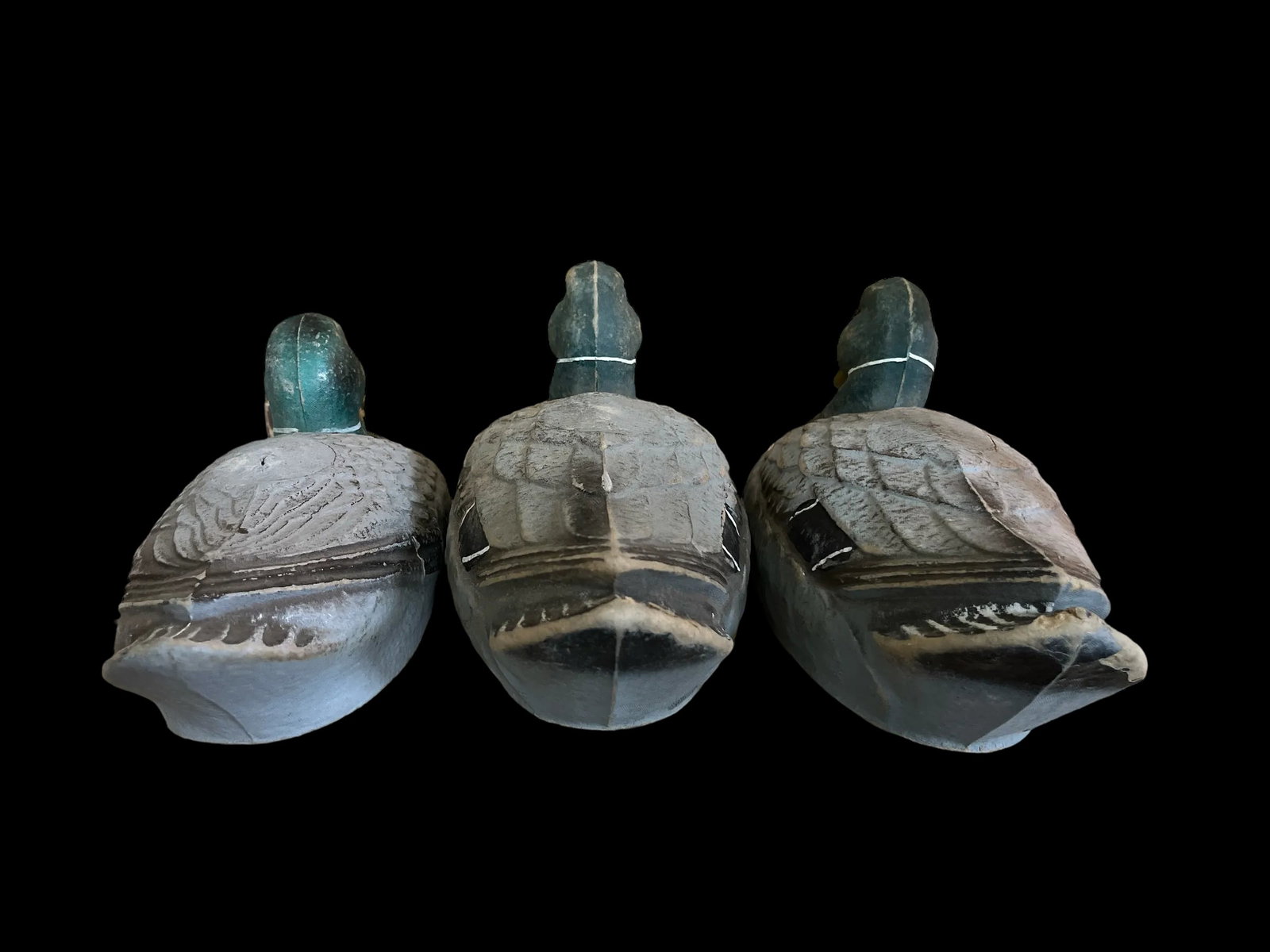 1940s Hand Painted Papier Mâché Mallard Drake Duck Decoys - Set of 3 - 3