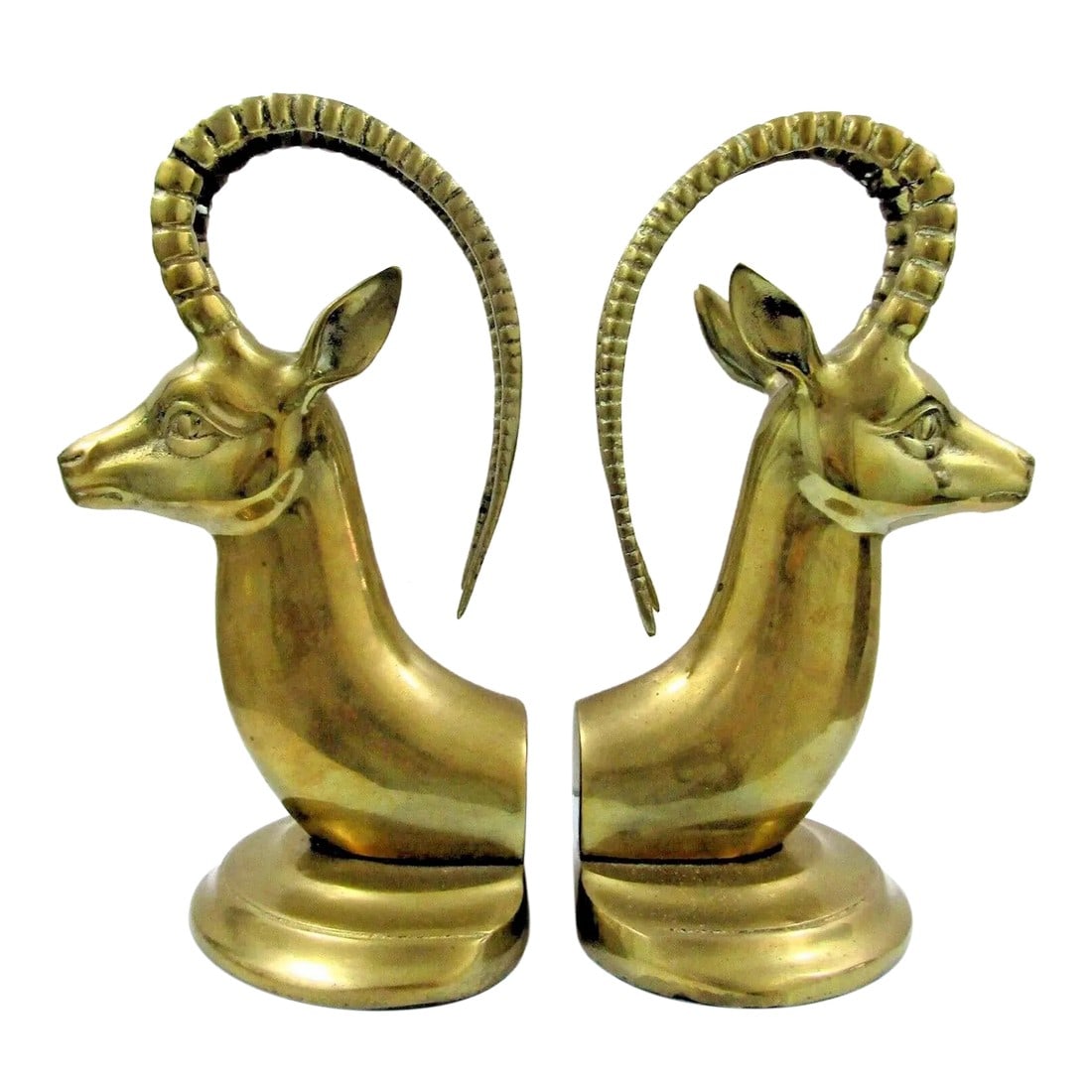 Pair of Mid-Century Modern Hollywood Regency Brass Ibex Bookends Circa 1950s (1 of 11)