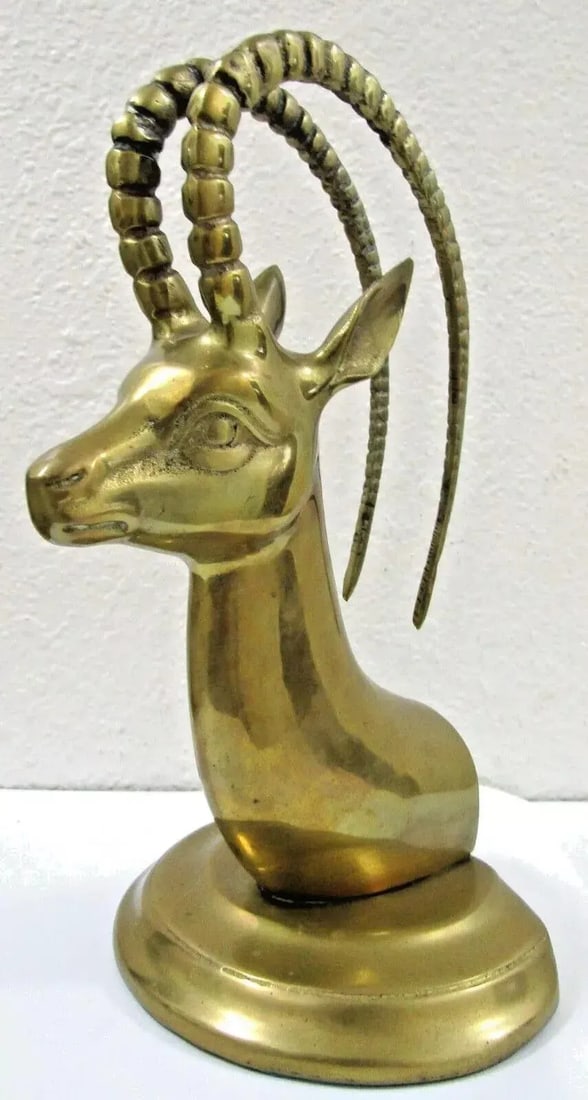 Pair of Mid-Century Modern Hollywood Regency Brass Ibex Bookends Circa 1950s - 3