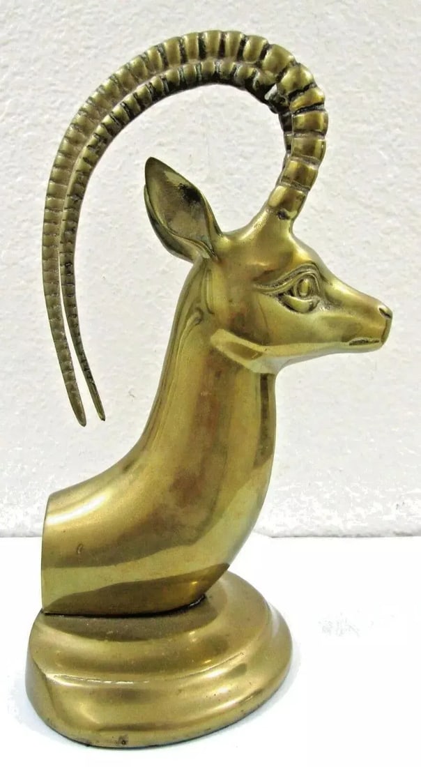 Pair of Mid-Century Modern Hollywood Regency Brass Ibex Bookends Circa 1950s - 6