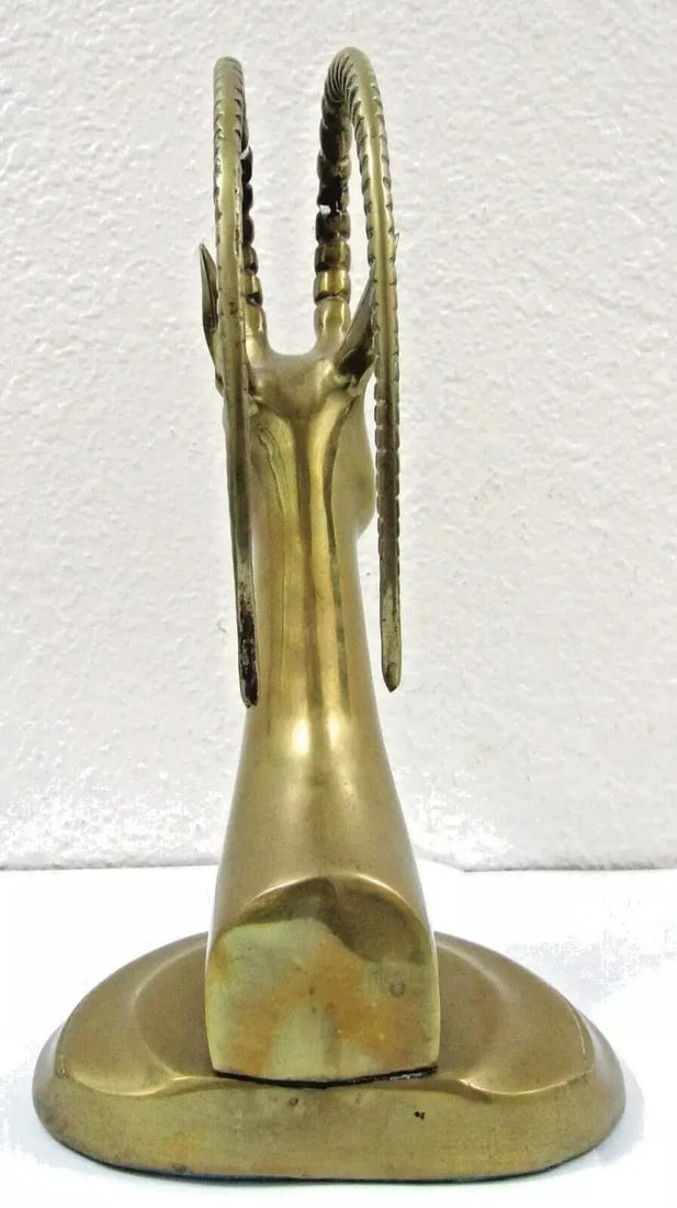 Pair of Mid-Century Modern Hollywood Regency Brass Ibex Bookends Circa 1950s - 8