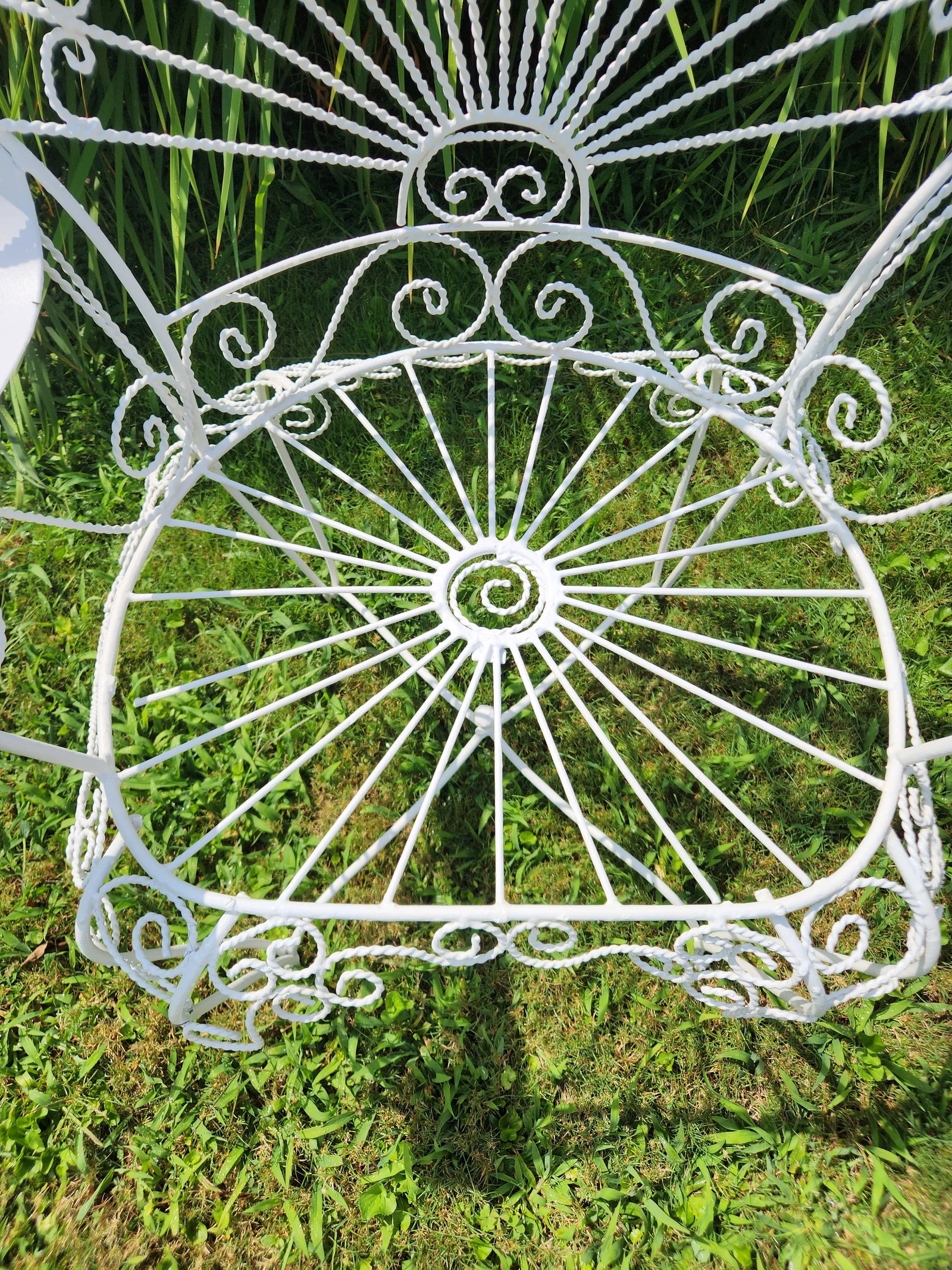 Vintage White Twisted Metal Peacock Chair - 2