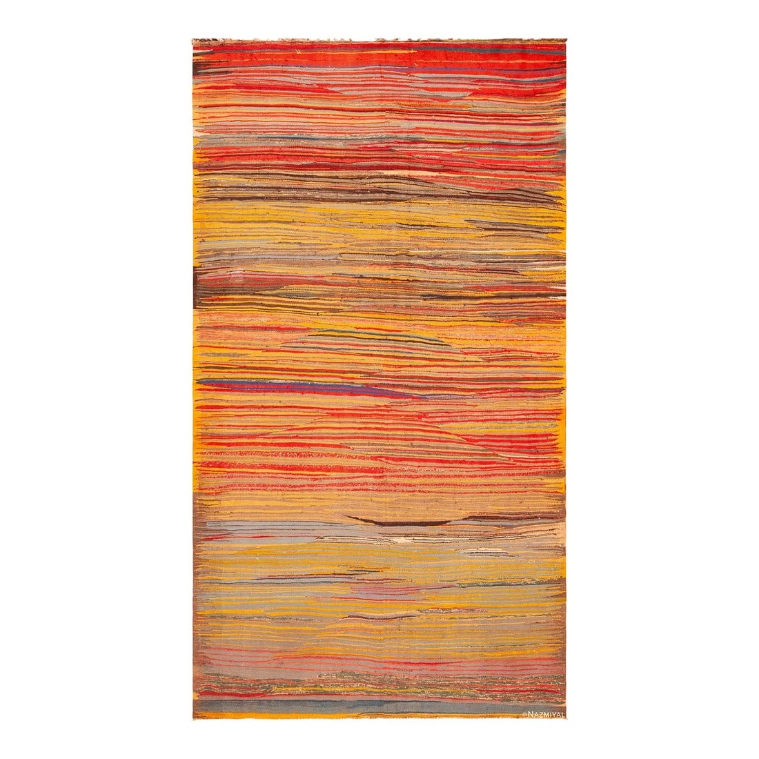 Nazmiyal Collection Warm Tones Tribal Vintage Moroccan Kilim Rug: Lovely Warm Tones Tribal Vintage Moroccan Kilim Rug, Country of origin: Morocco, Circa date: Vintage – The history of Moroccan Kilim rugs is as rich and diverse as the patterns and colors that