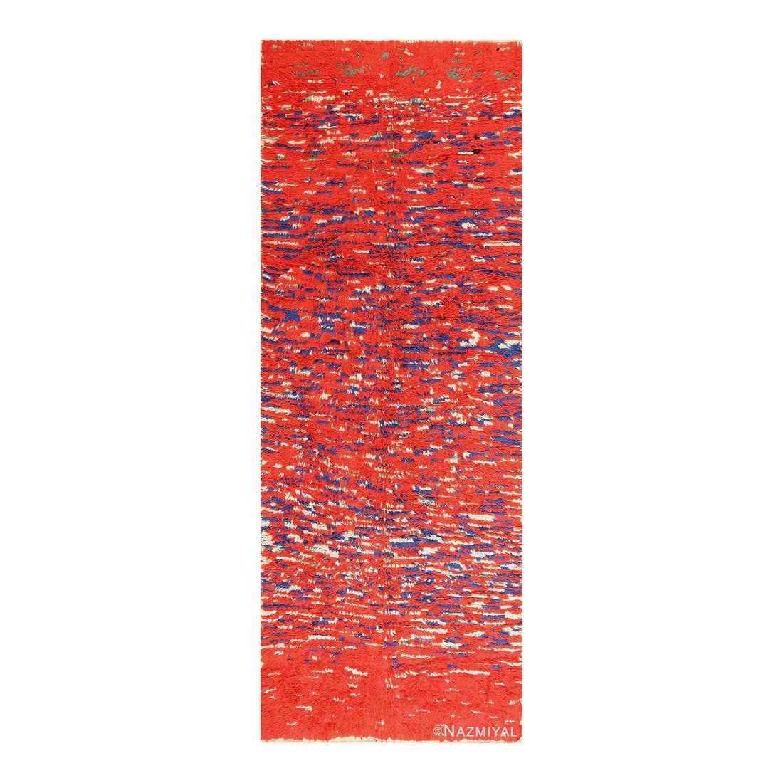 Nazmiyal Collection Colorful Vintage Moroccan Berber Rug: Red Color Vintage Moroccan Berber Rug, Country Of Origin: Morocco, Circa date: Mid-20th Century Condition: Alterations: Original Condition Unaltered Imperfections: Some Imperfections Condition Notes: