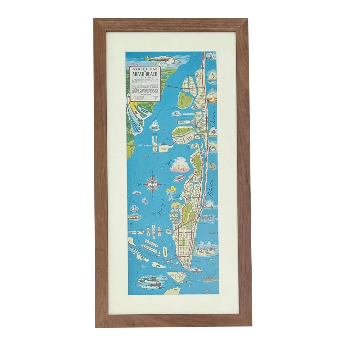 1951 Miami Beach Pictorial Map, Framed (1 of 6)