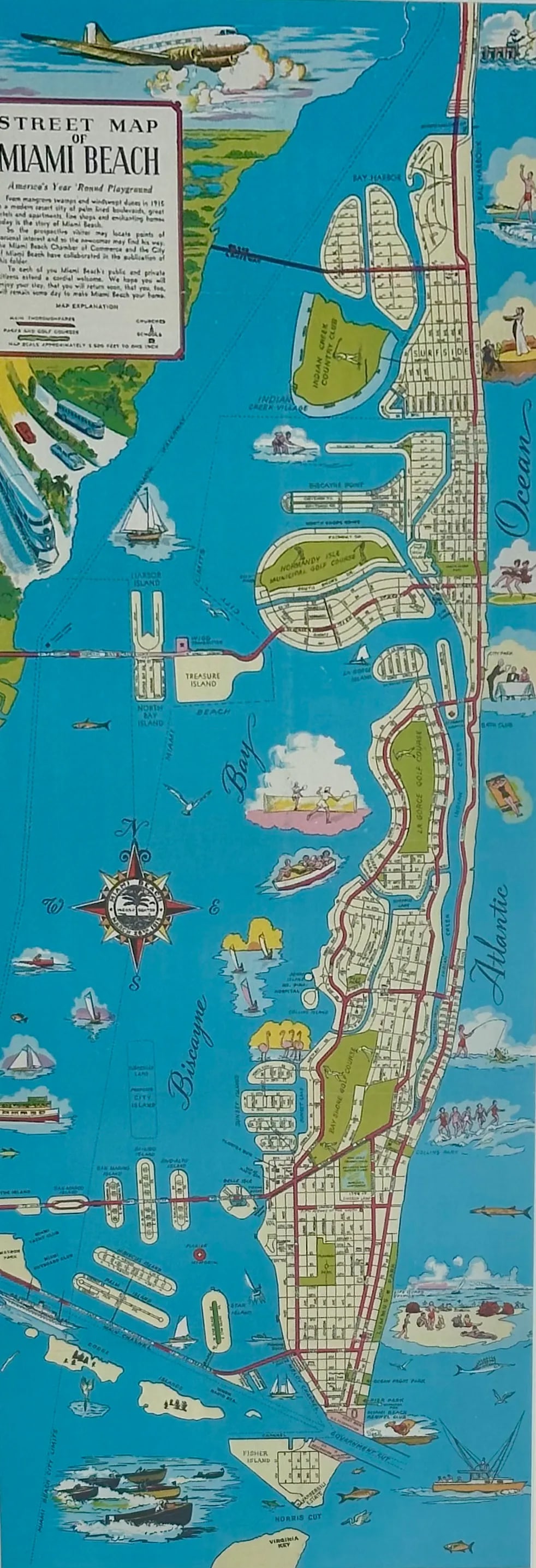 1951 Miami Beach Pictorial Map, Framed - 2