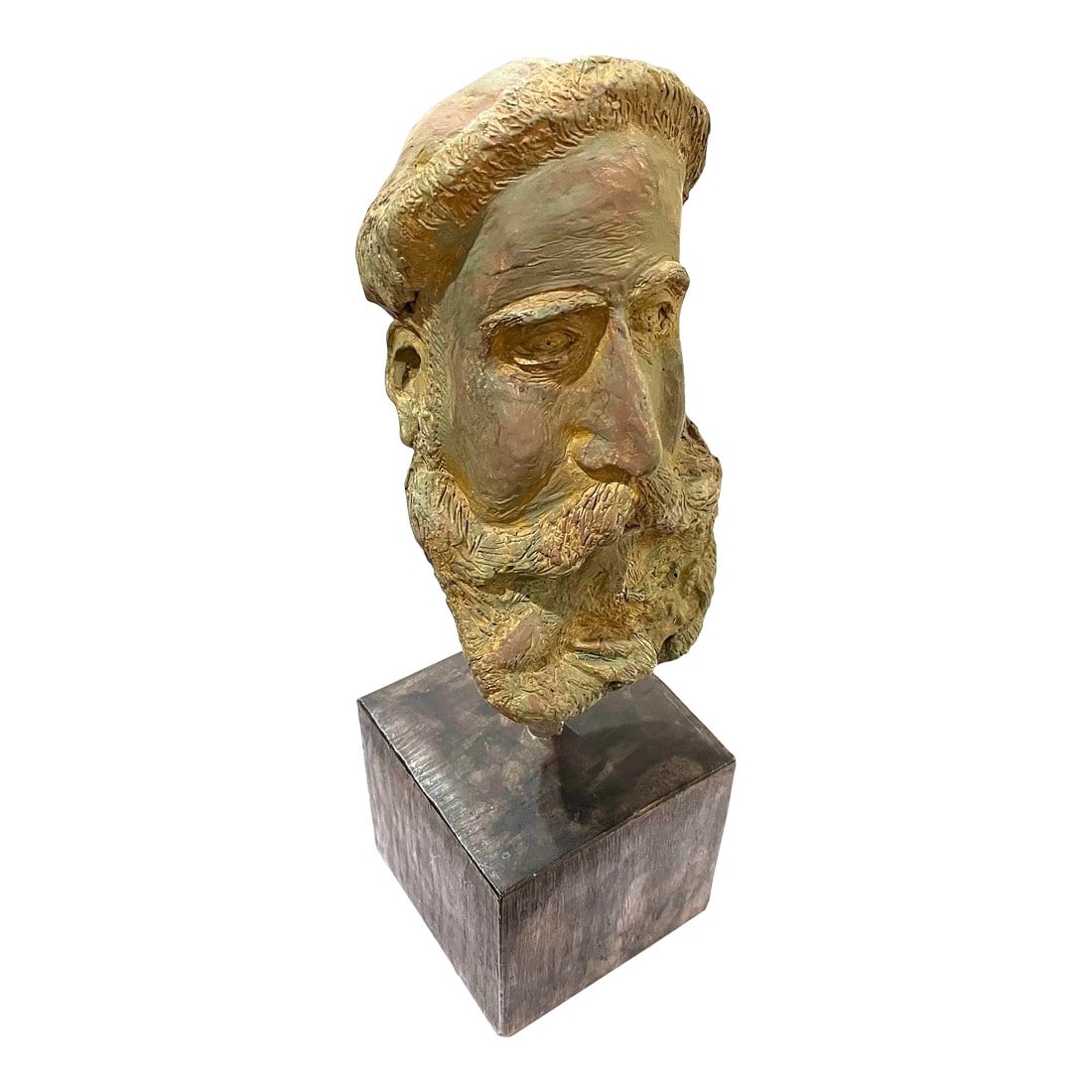 Mid-Century Modern Bust of Bearded Man - 1966 Ettore Colla: Ettore Colla (1896-1968) was a pivotal figure in the twentieth century Italian art scene. After serving in World War One he studied in Paris. Working in the ateliers of Antoine Bourdelle, Constantin B
