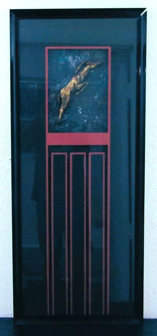 1970s Vintage Chrishawn Art Silberhorn Antelope Left 12558 Sculpture Framed in Glass - 4