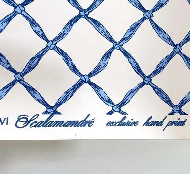 Vintage Scalamandre Trompe L'Oeil Normandy Blue Ribbon, French Wallpaper, 1986 - 4