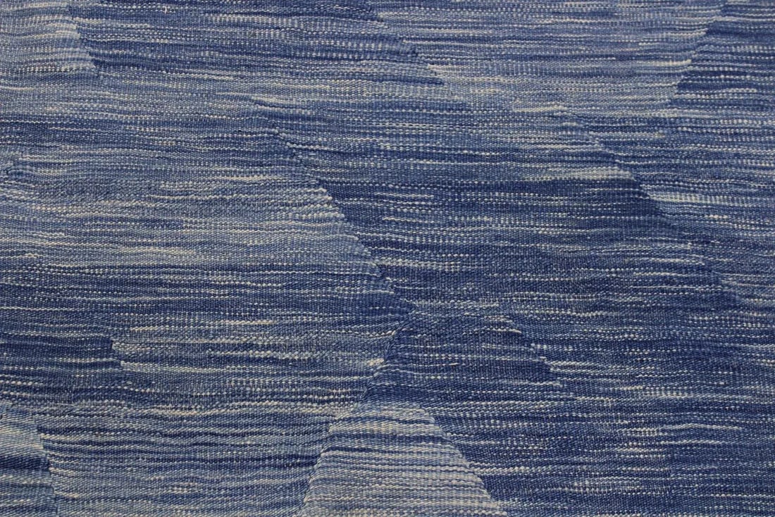 Caucasian Kilim Blue Beige Wool Rug - 9'0" X 12'4" - 6
