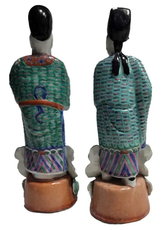 Pair of Antique Chinese Famille Rose Enamel Republic Period Porcelain Figurines - 2