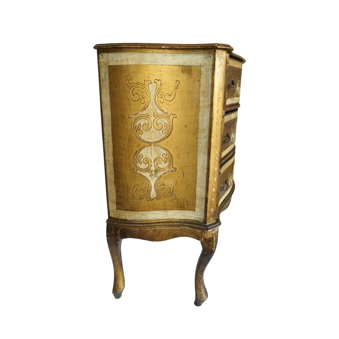 Vintage Florentine Serpentine Commode - Ivory & Gold Chest of Drawers - 5
