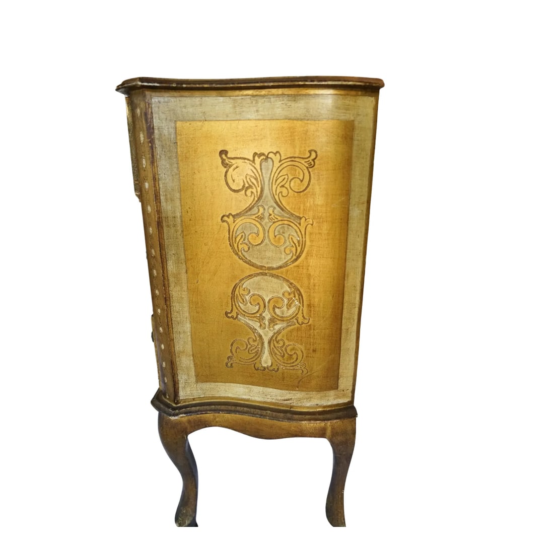 Vintage Florentine Serpentine Commode - Ivory & Gold Chest of Drawers - 6
