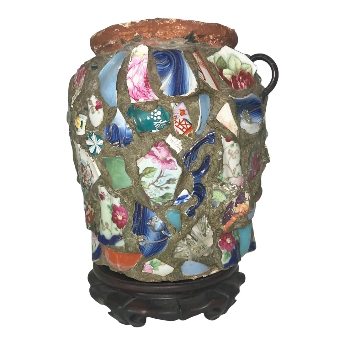 Mid-Century Picasiette Terra Cotta Planter, Indigo Seas: Purchased in the 90's from Indigo Seas on Robertson Blvd. in Los Angeles, the boutique owned and curated by Lynn von Kersting, owner and designer of the Ivy Restaurant nextdoor and named "one of the 2