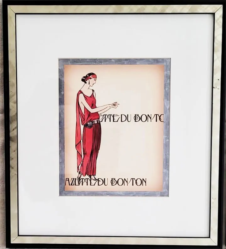 Set of 6 1920's French Fashion Framed Pictures Mop Frames - Gallery Wall - 2