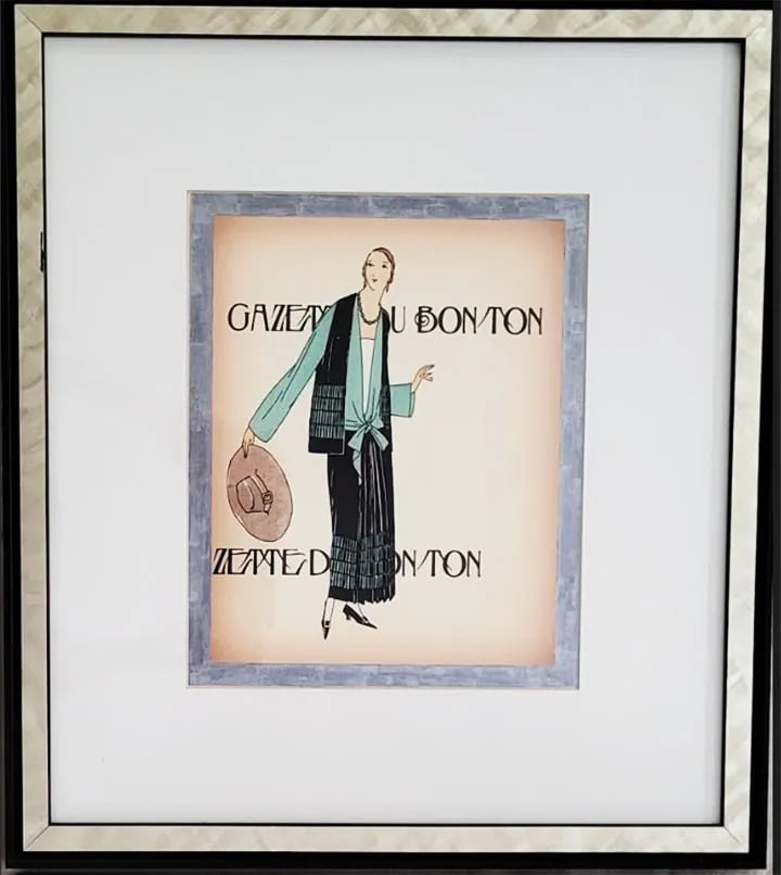 Set of 6 1920's French Fashion Framed Pictures Mop Frames - Gallery Wall - 3