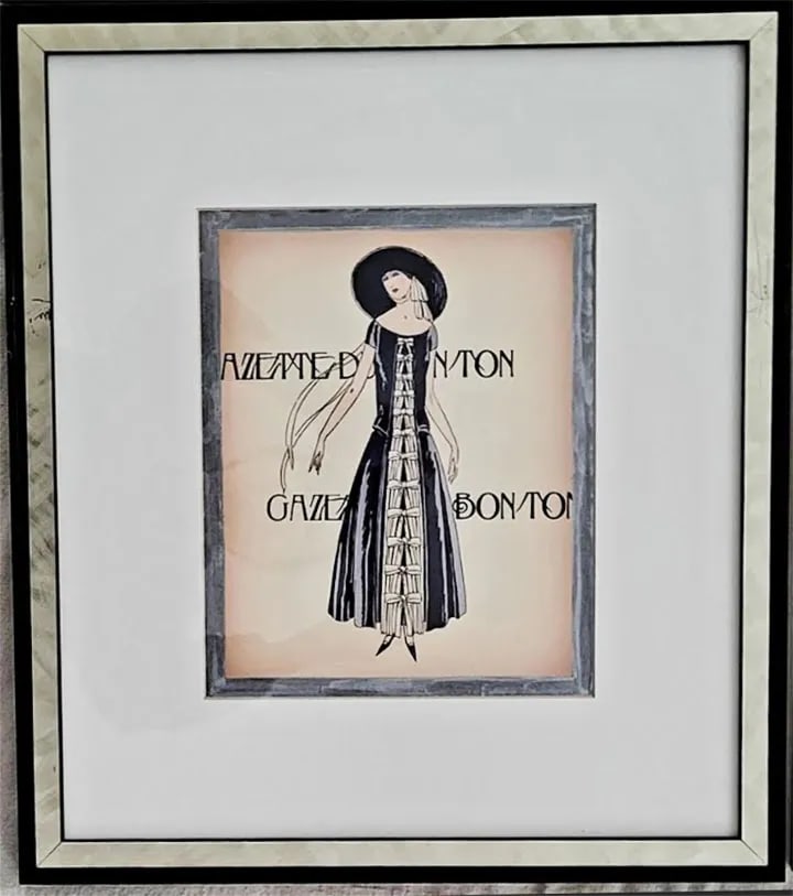 Set of 6 1920's French Fashion Framed Pictures Mop Frames - Gallery Wall - 4
