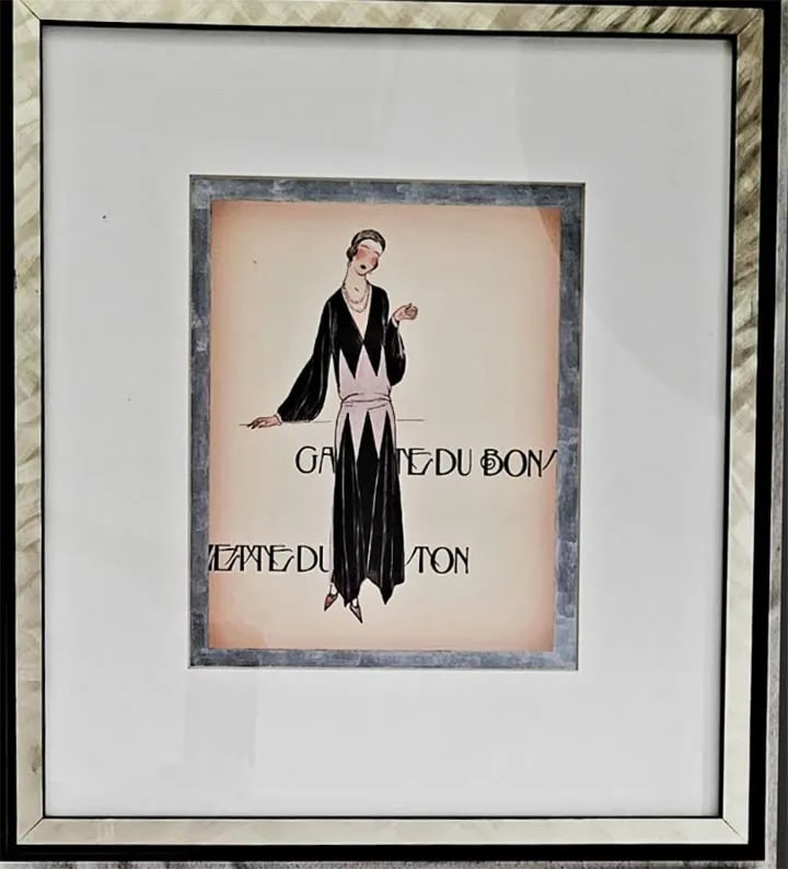Set of 6 1920's French Fashion Framed Pictures Mop Frames - Gallery Wall - 5