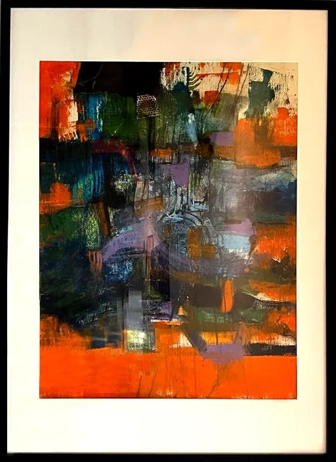 An Abstract Collage Painting, Named "Orange Crush" - 2