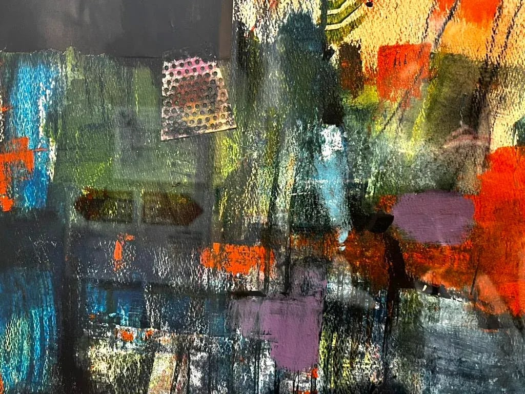 An Abstract Collage Painting, Named "Orange Crush" - 4