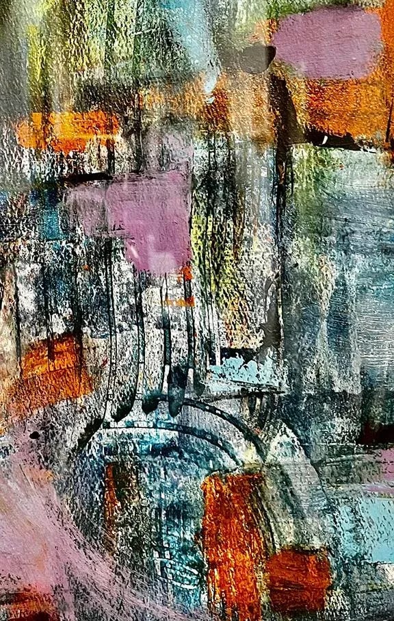 An Abstract Collage Painting, Named "Orange Crush" - 5