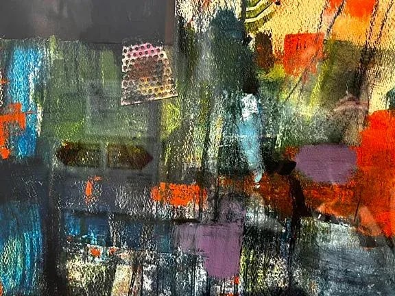 An Abstract Collage Painting, Named "Orange Crush" - 6