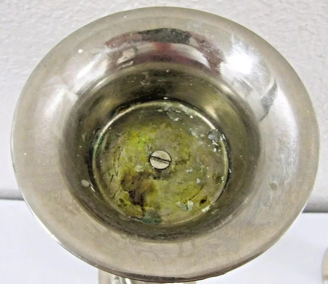 Pair of 1950s Lucite Chrome Brass Column Candle Holders Attributed to Karl Springer - 10