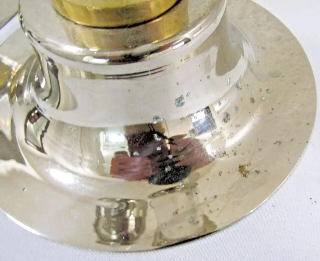 Pair of 1950s Lucite Chrome Brass Column Candle Holders Attributed to Karl Springer - 9