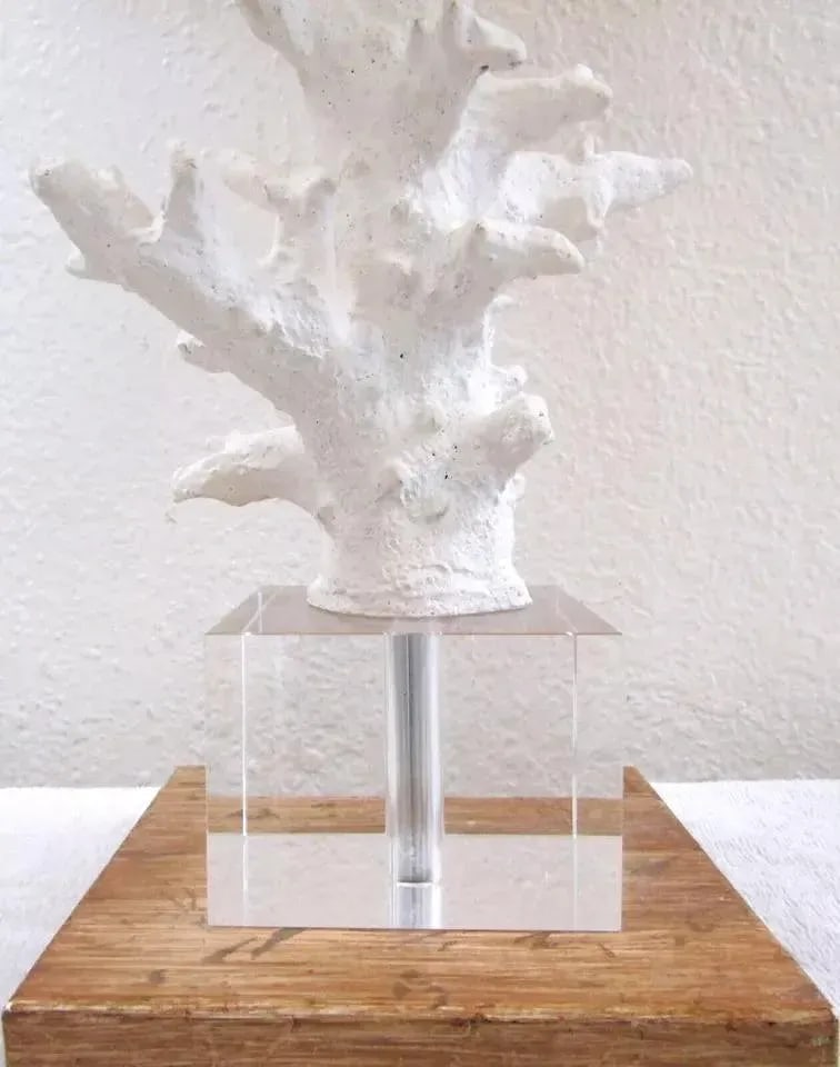 Pair of Uttermost Corallo White Coral Crystal Cube Wood Pattern Base Table Lamps - 4