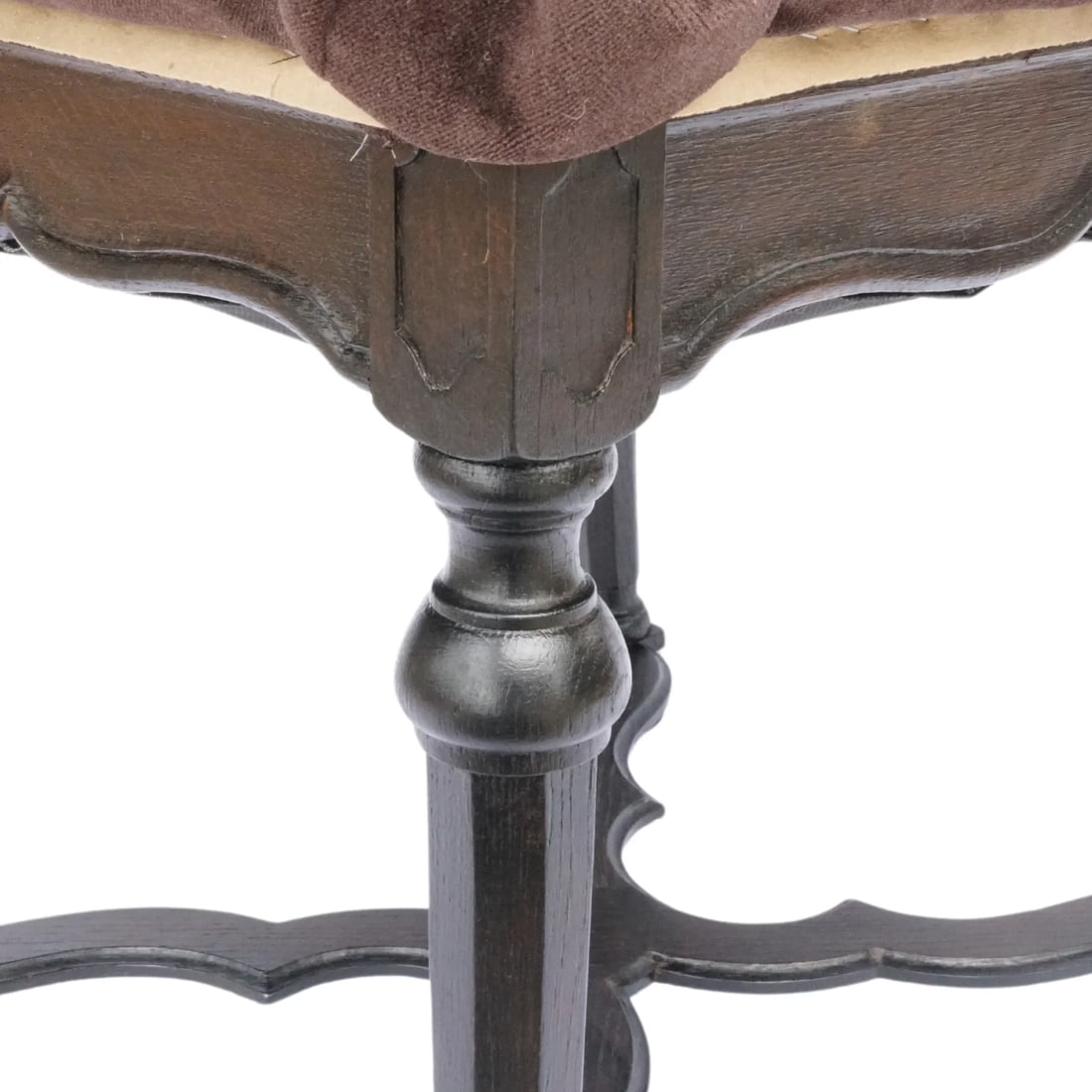 Set of 6 Antique French Gothic Revival Dining Chairs – Carved Wood, New Velvet Upholstery, - 11