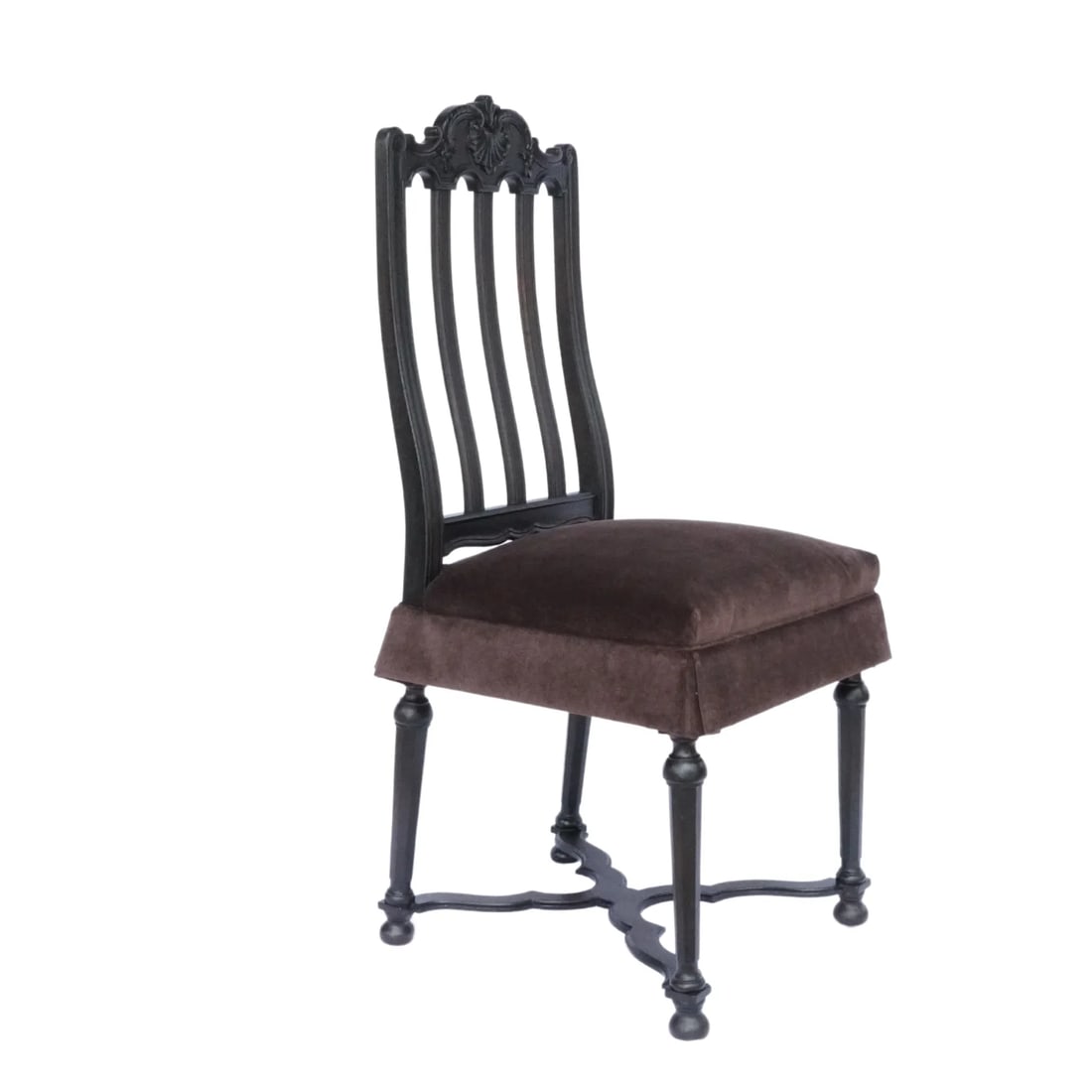 Set of 6 Antique French Gothic Revival Dining Chairs – Carved Wood, New Velvet Upholstery, - 2