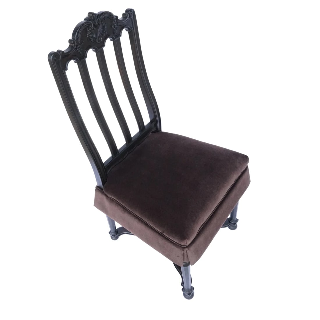Set of 6 Antique French Gothic Revival Dining Chairs – Carved Wood, New Velvet Upholstery, - 4