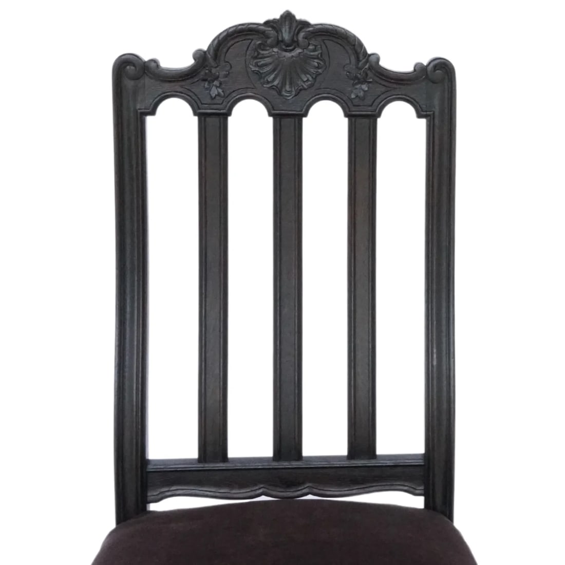 Set of 6 Antique French Gothic Revival Dining Chairs – Carved Wood, New Velvet Upholstery, - 5