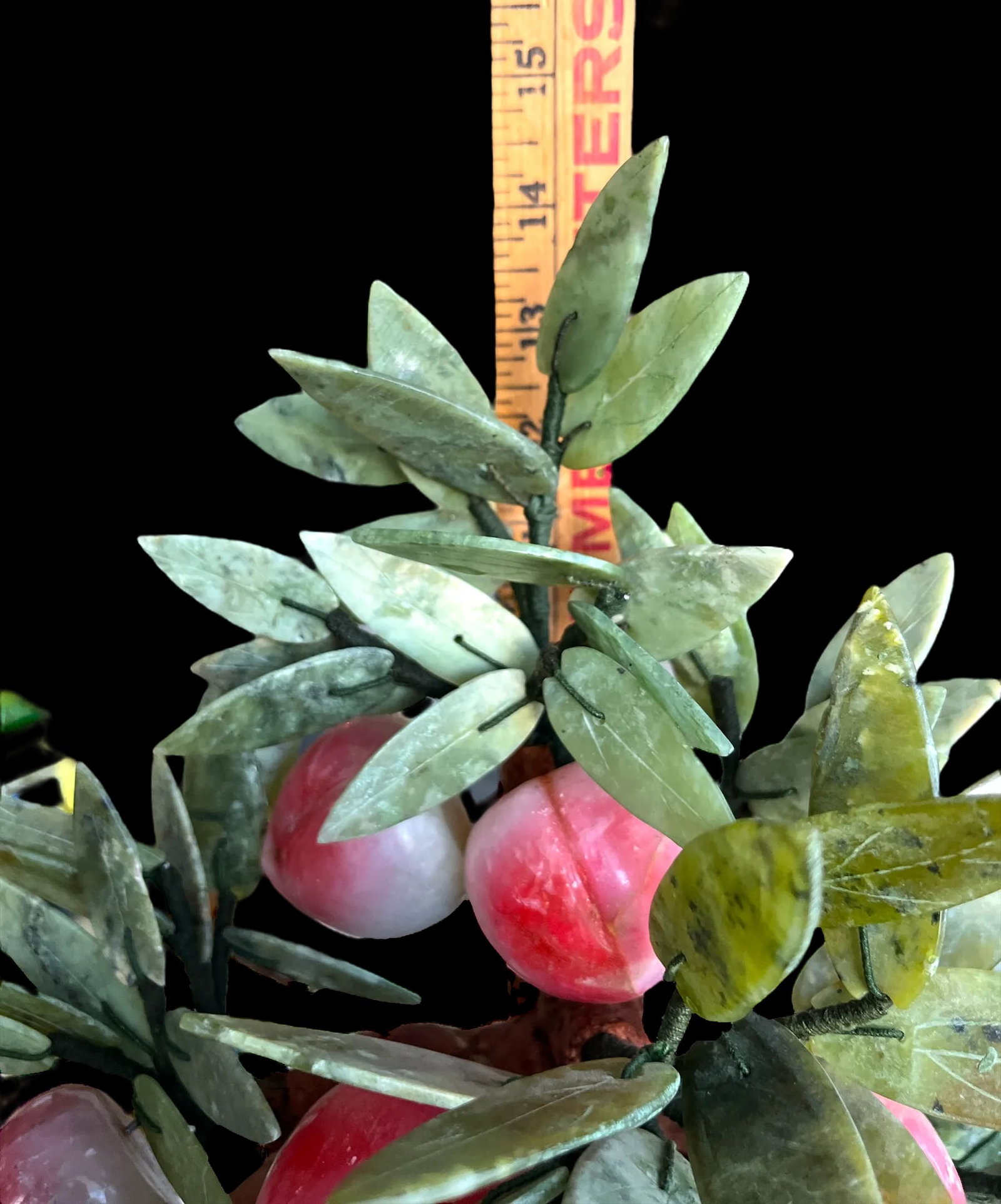 Mid 20th Century Vintage Jade Gemstone Bonsai Peach Tree Sculpture - 10