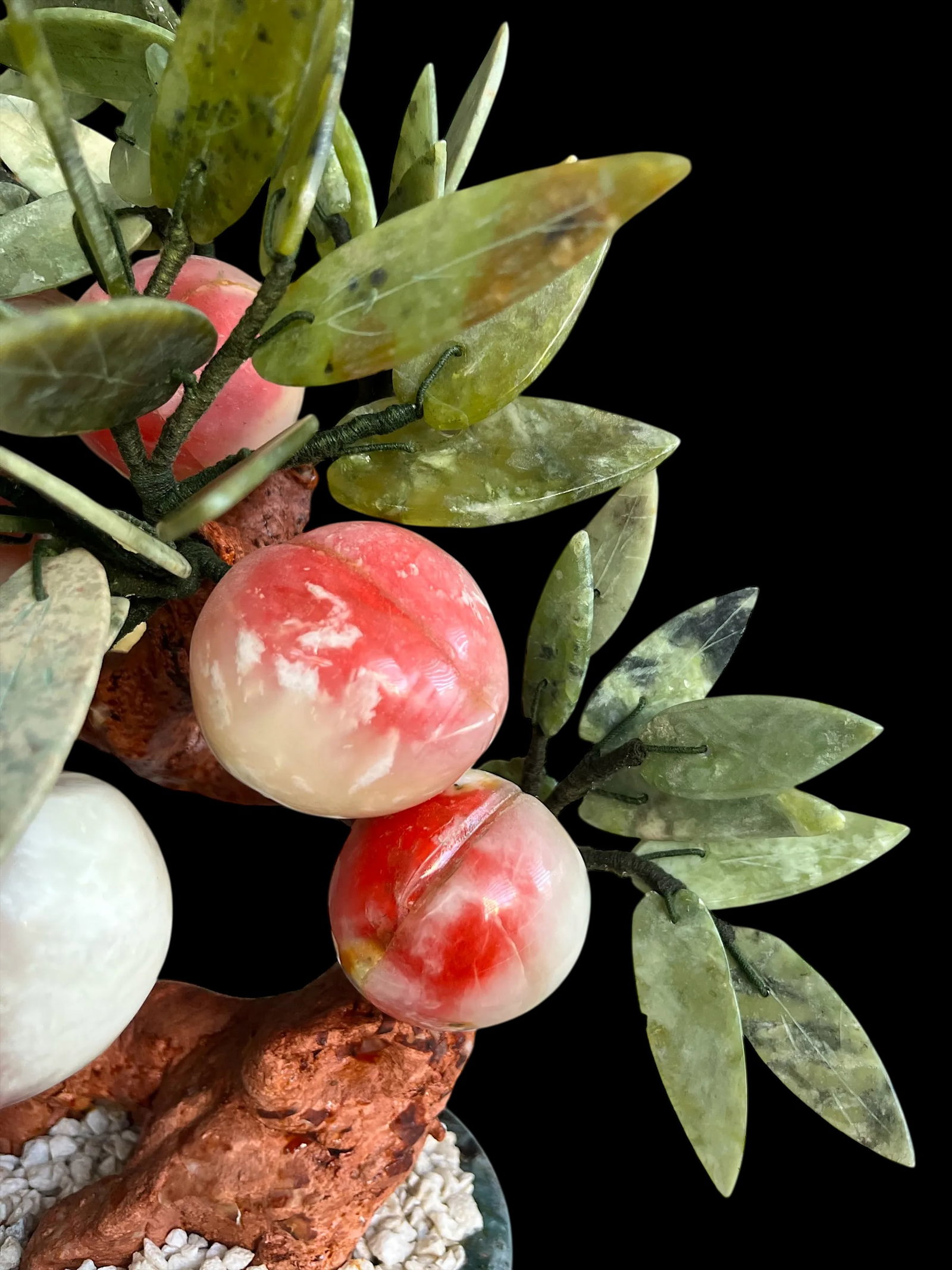 Mid 20th Century Vintage Jade Gemstone Bonsai Peach Tree Sculpture - 12