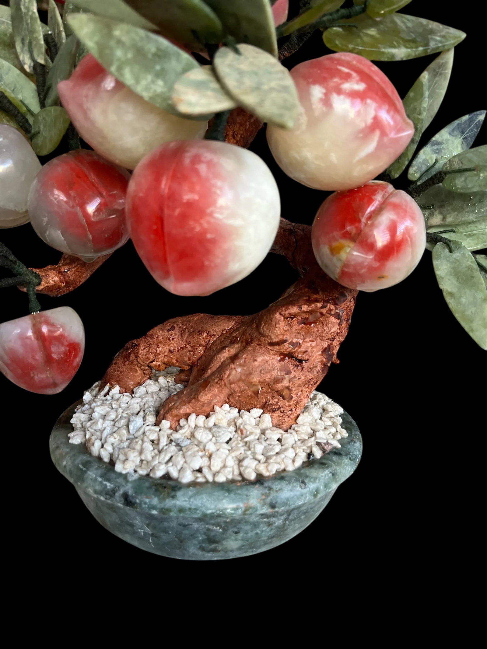 Mid 20th Century Vintage Jade Gemstone Bonsai Peach Tree Sculpture - 6