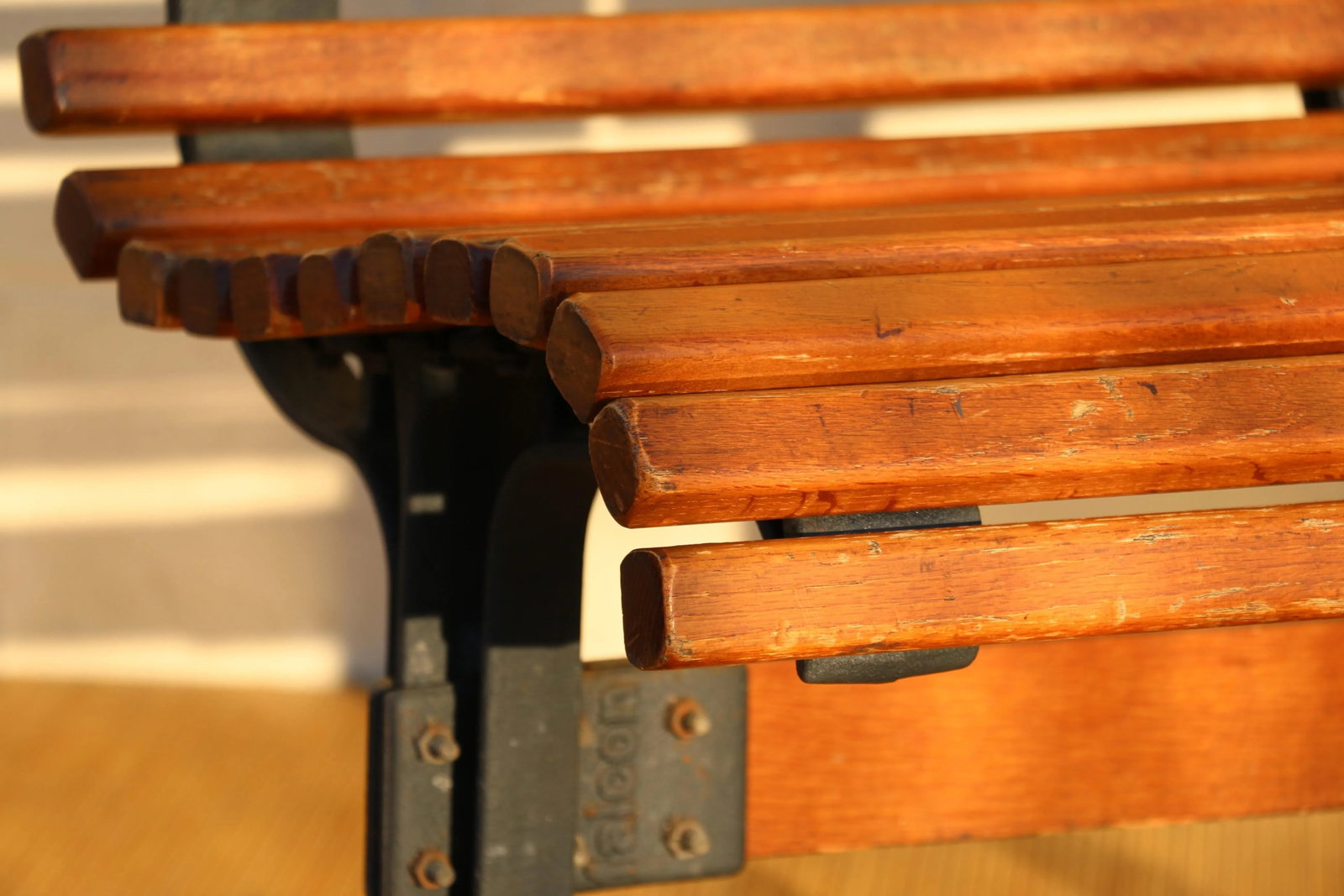 Vintage Pair of Slatted Oak Benches Made by Falcon, Circa 1950 - 10